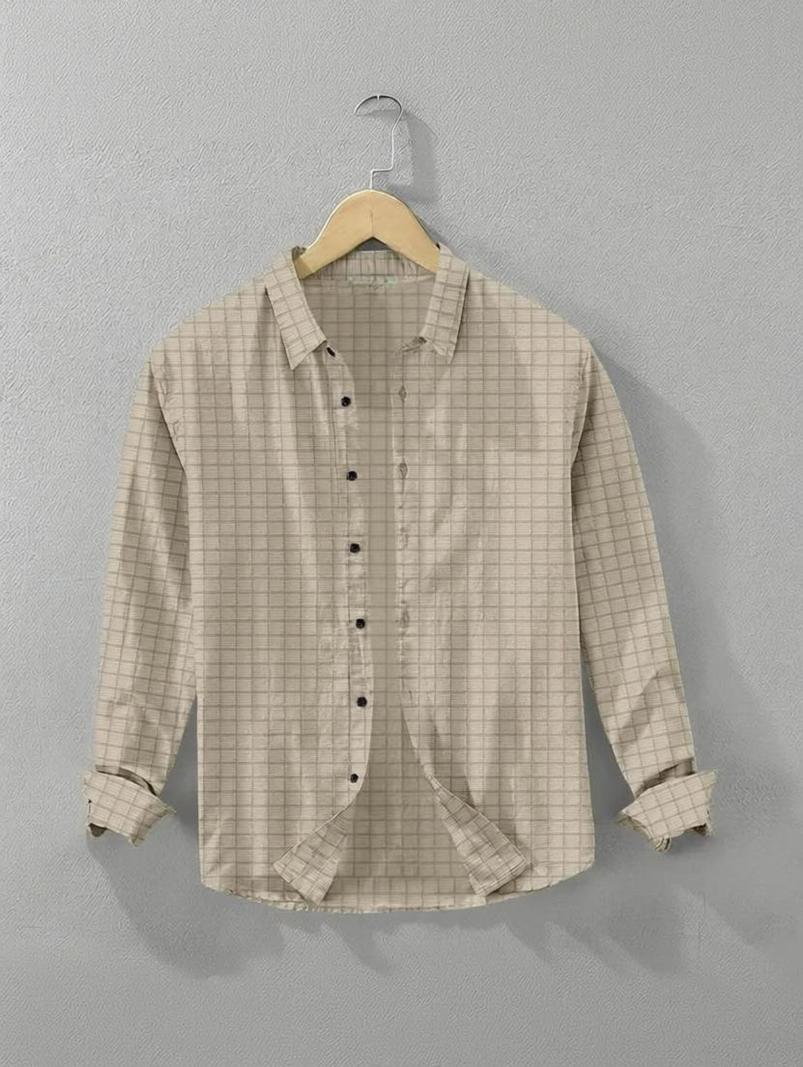 Image of Voroxy Men Checkered Casual Khaki Shirt