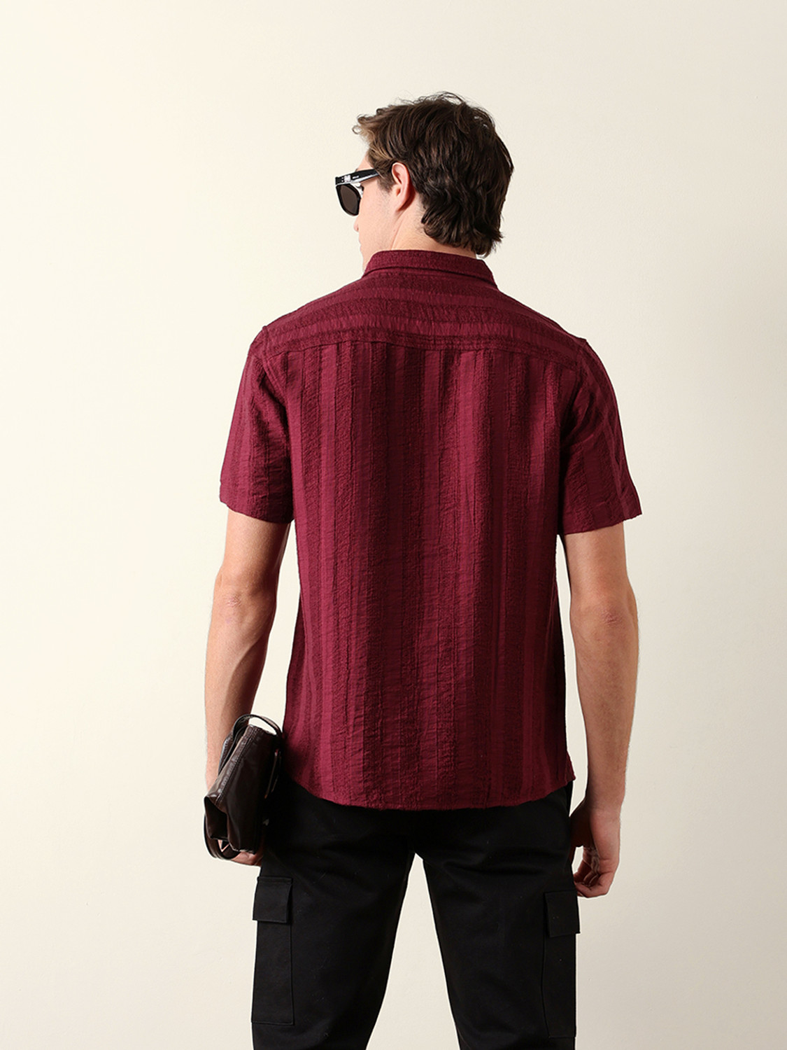 Image of THE BEAR HOUSE Men Striped Casual Brown Shirt