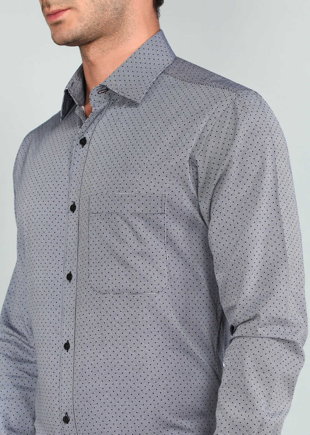 Image of Raymond Men Printed Formal Black Shirt