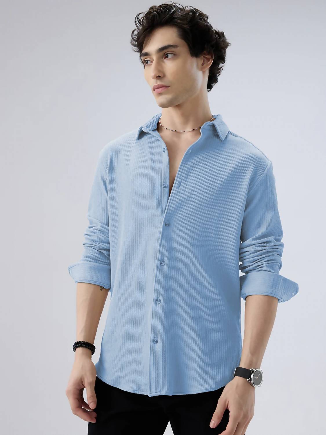 JACKBELLA Men Light Blue Casual Shirt - Image 1