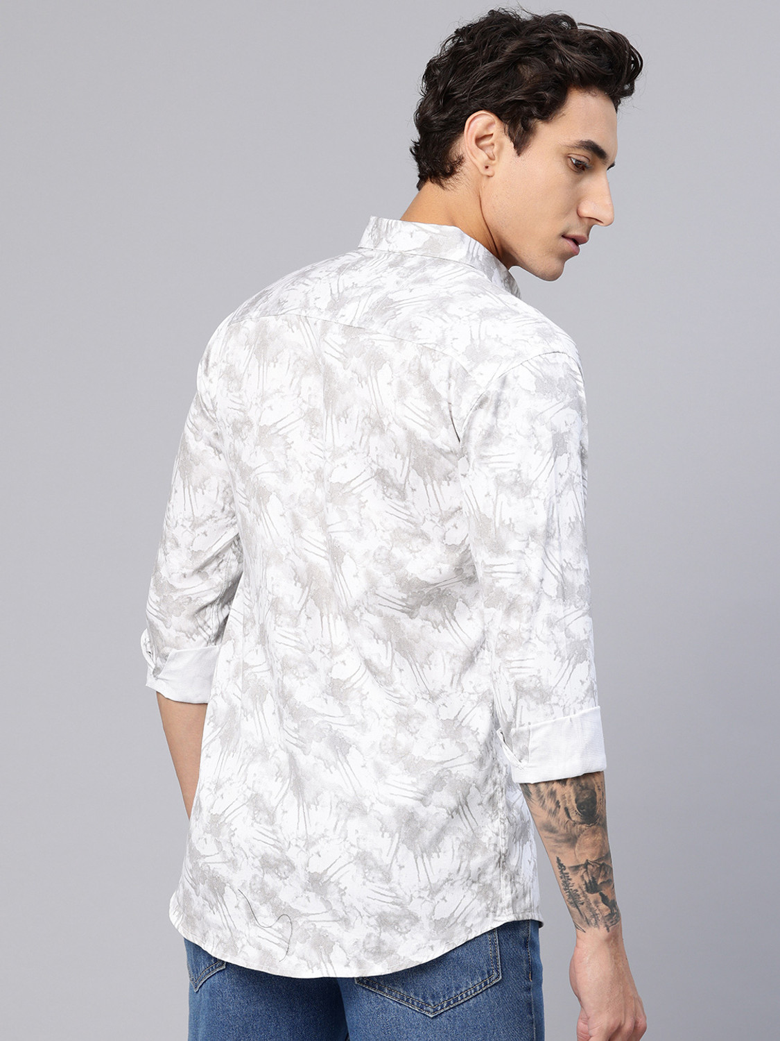 Image of Majestic Man Men Printed Casual White Shirt