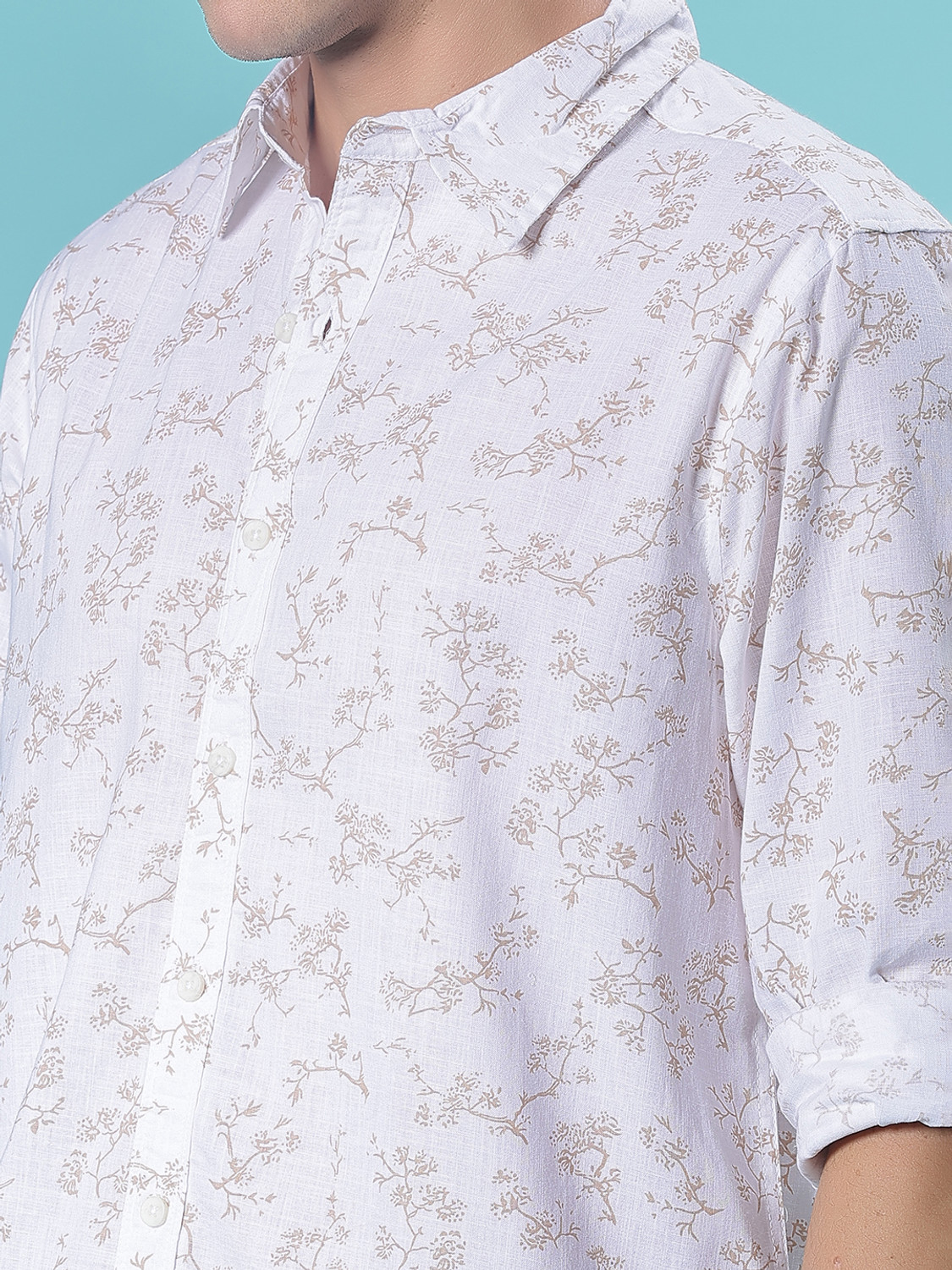 Image of V-MART Men Printed Casual White Shirt