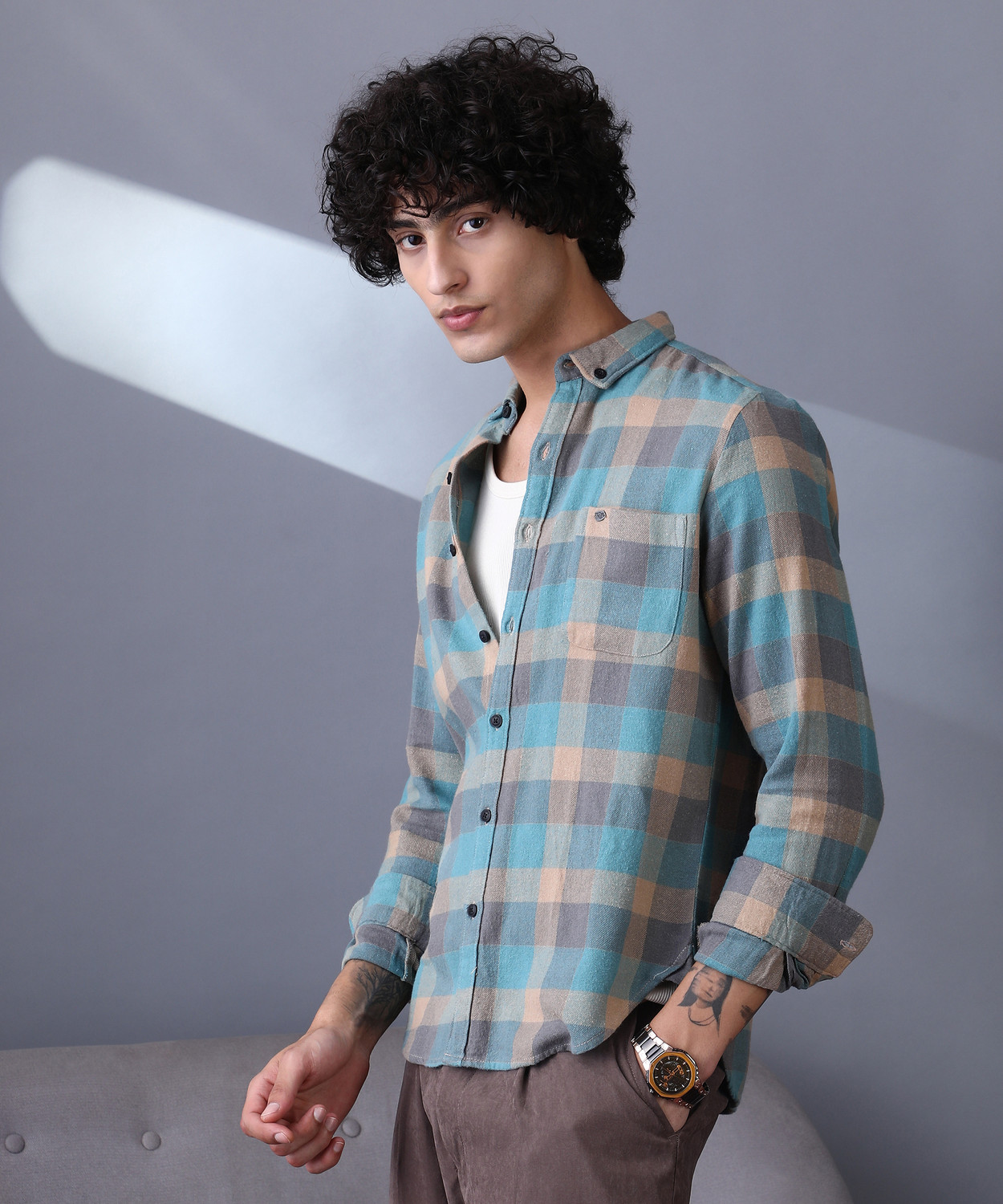 Image of CAMPUS SUTRA Men Checkered Casual Multicolor Shirt