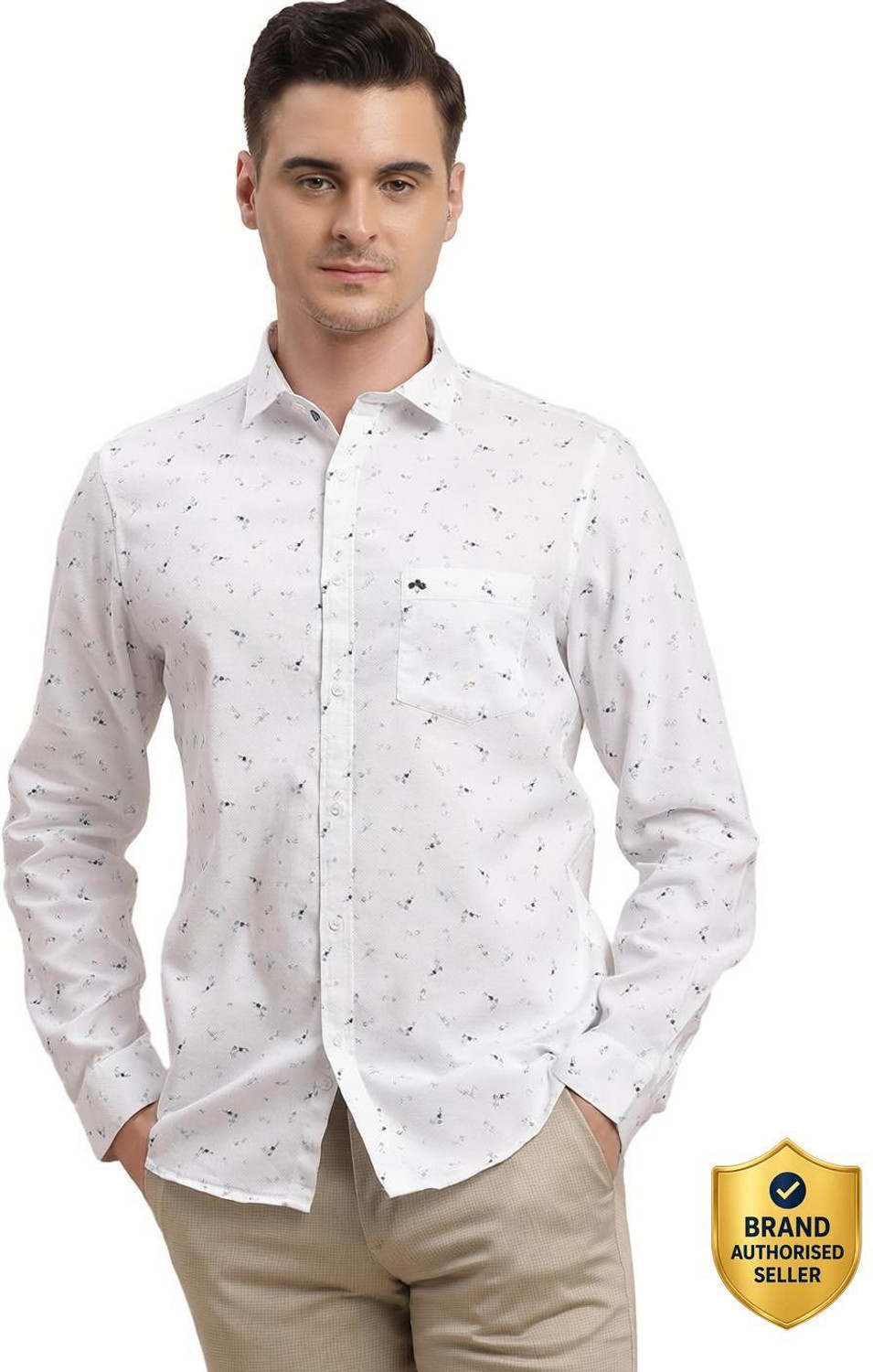 TURTLE Men Printed Casual White Shirt