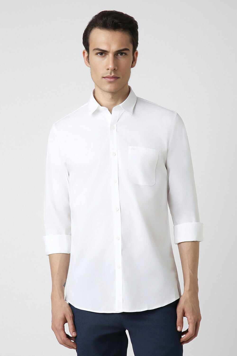 Image of PETER ENGLAND Men Solid Casual White Shirt