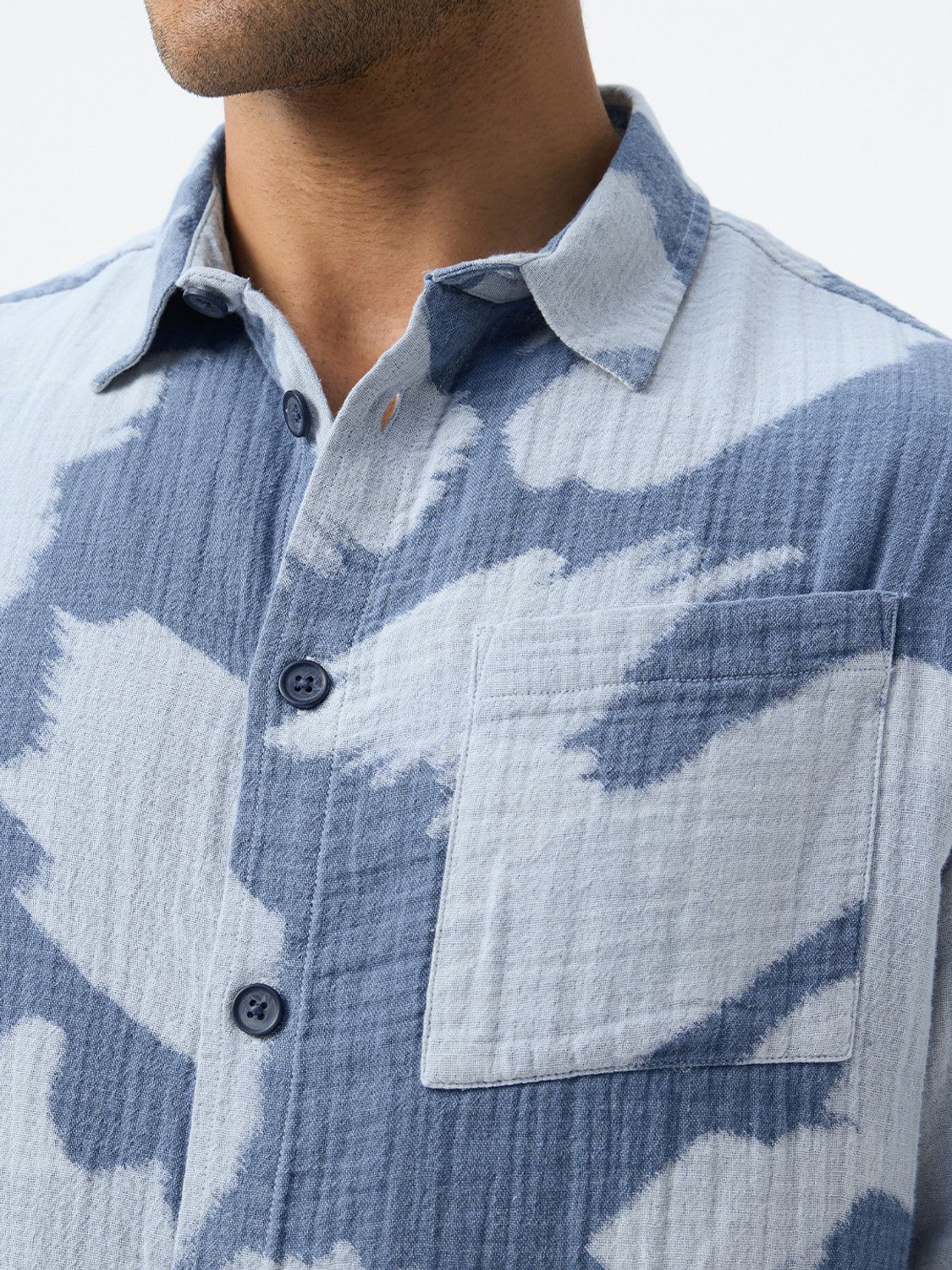 Image of The Souled Store Men Printed Casual Blue Shirt
