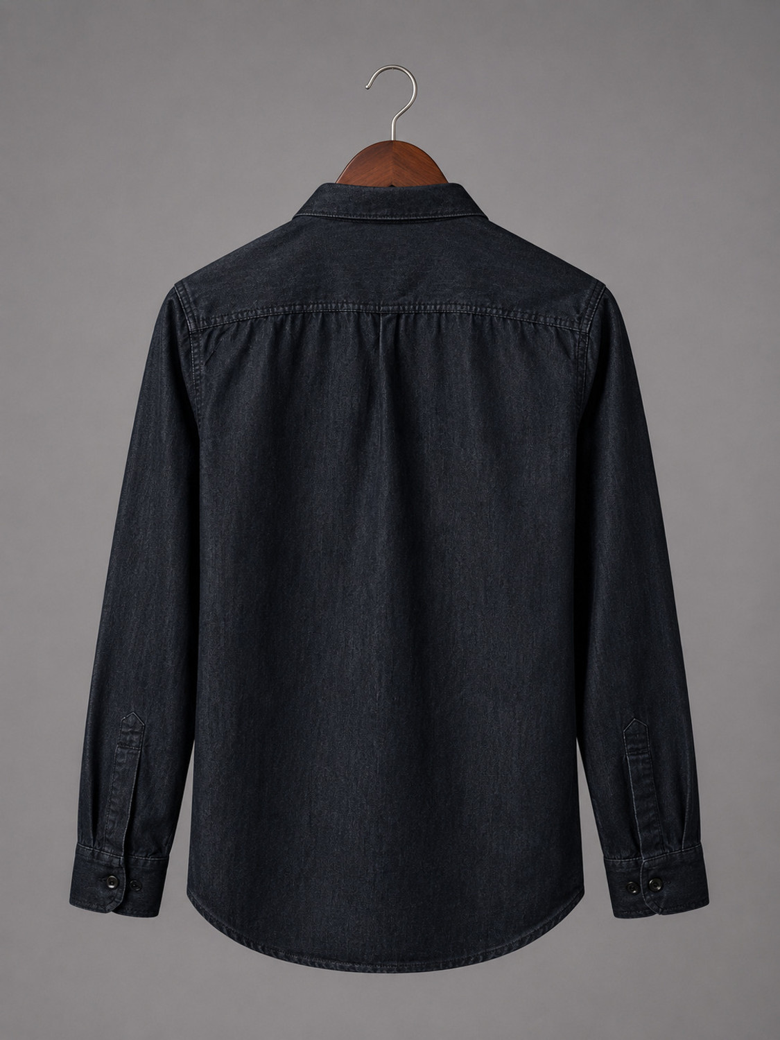 Image of GRAND STITCH Men Washed Casual Grey Shirt