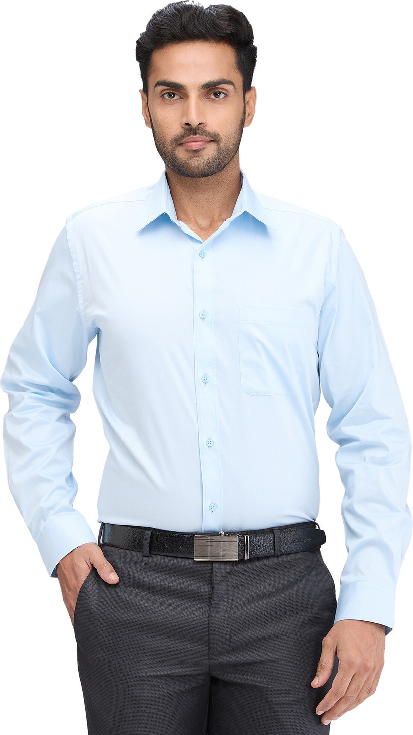 Image of Raymond Men Solid Formal Blue Shirt
