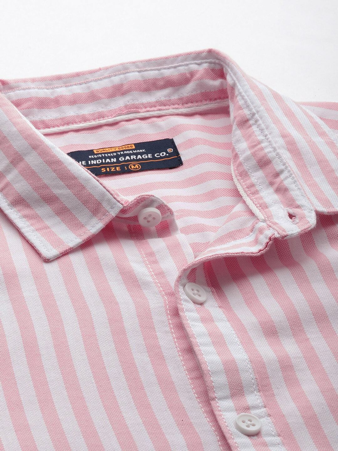 Image of The Indian Garage Co. Men Striped Casual Pink Shirt