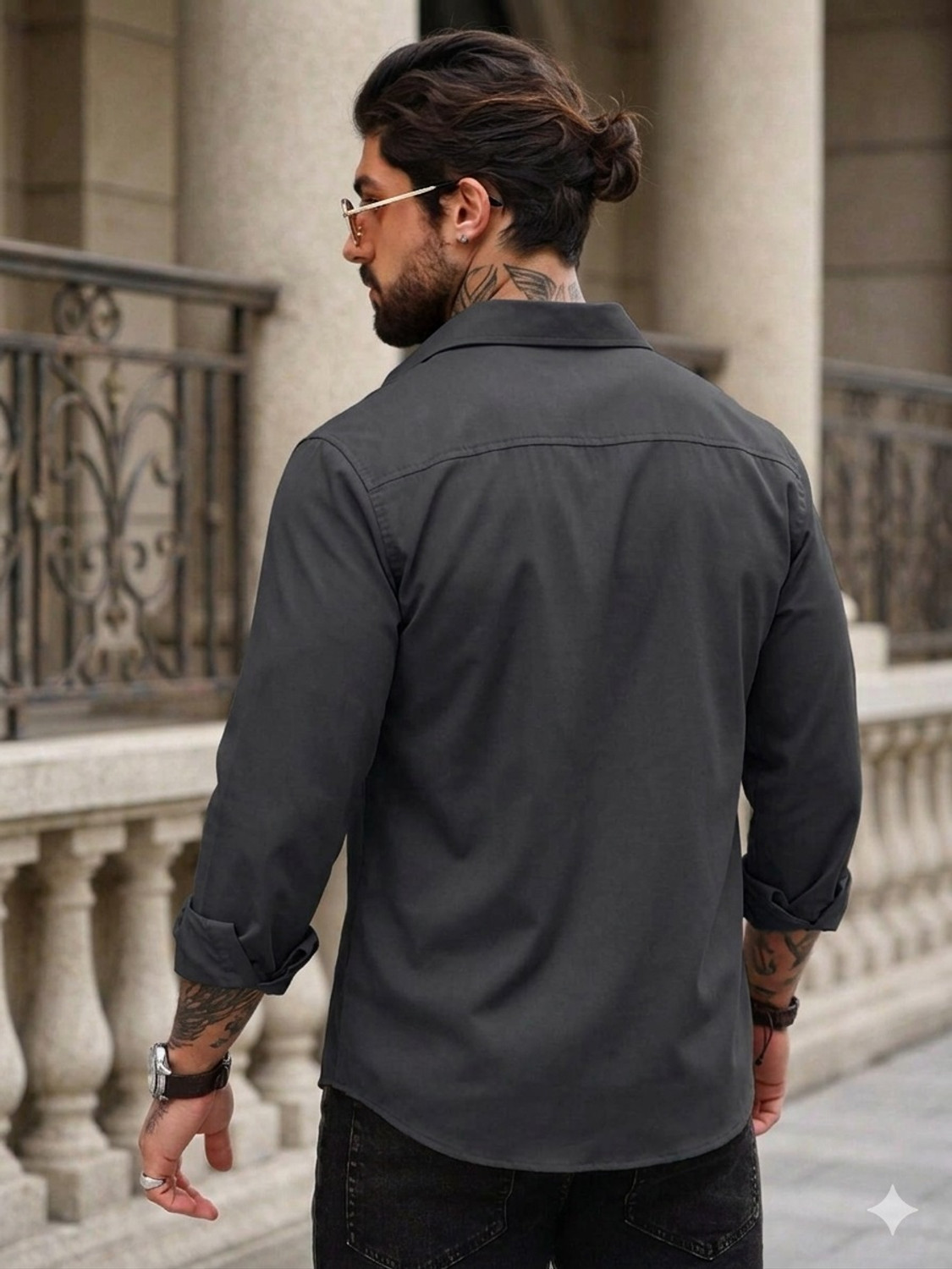 Image of METRONAUT Men Solid Casual Black Shirt