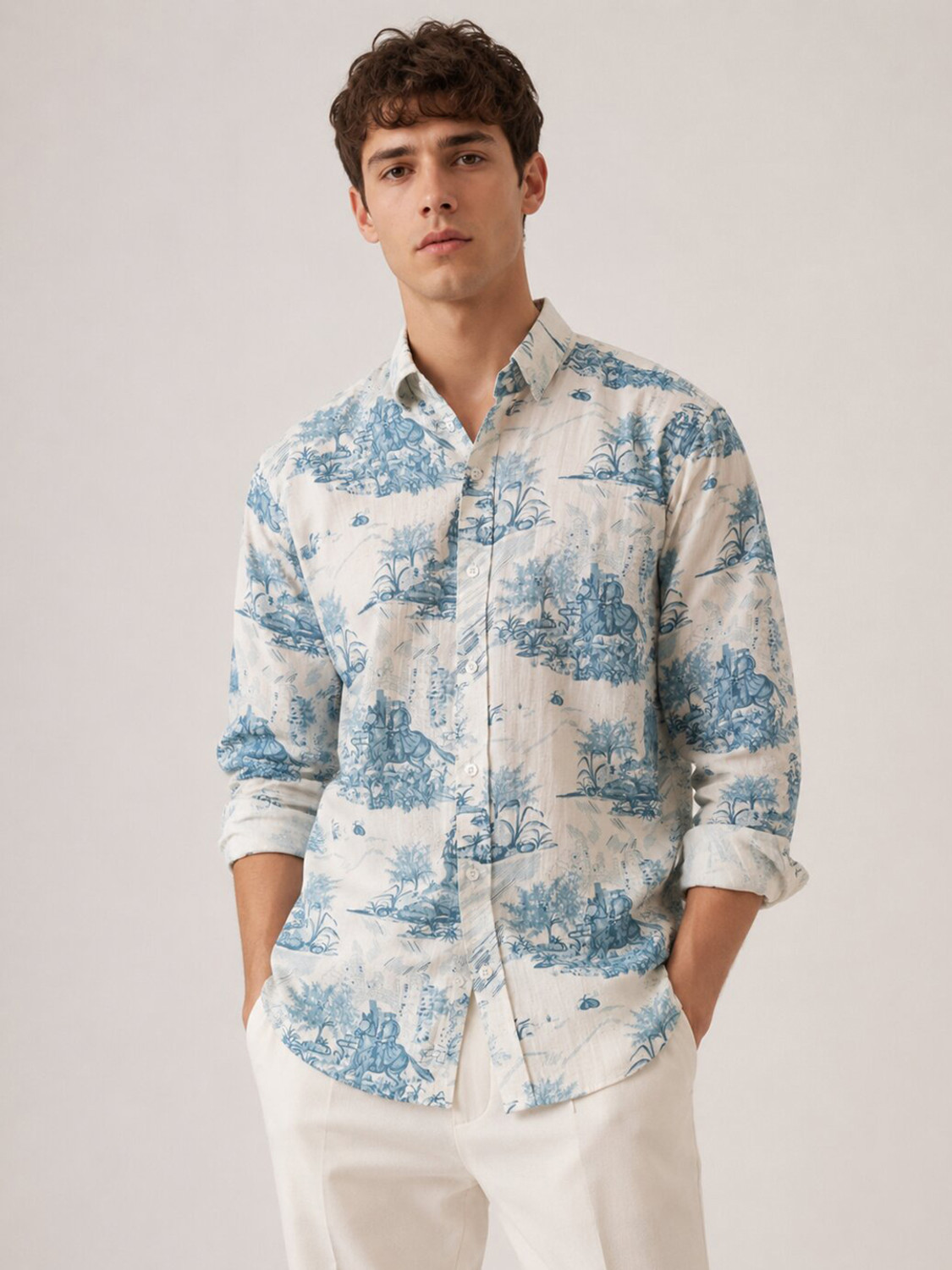 Image of METRONAUT Men Printed Casual Multicolor Shirt