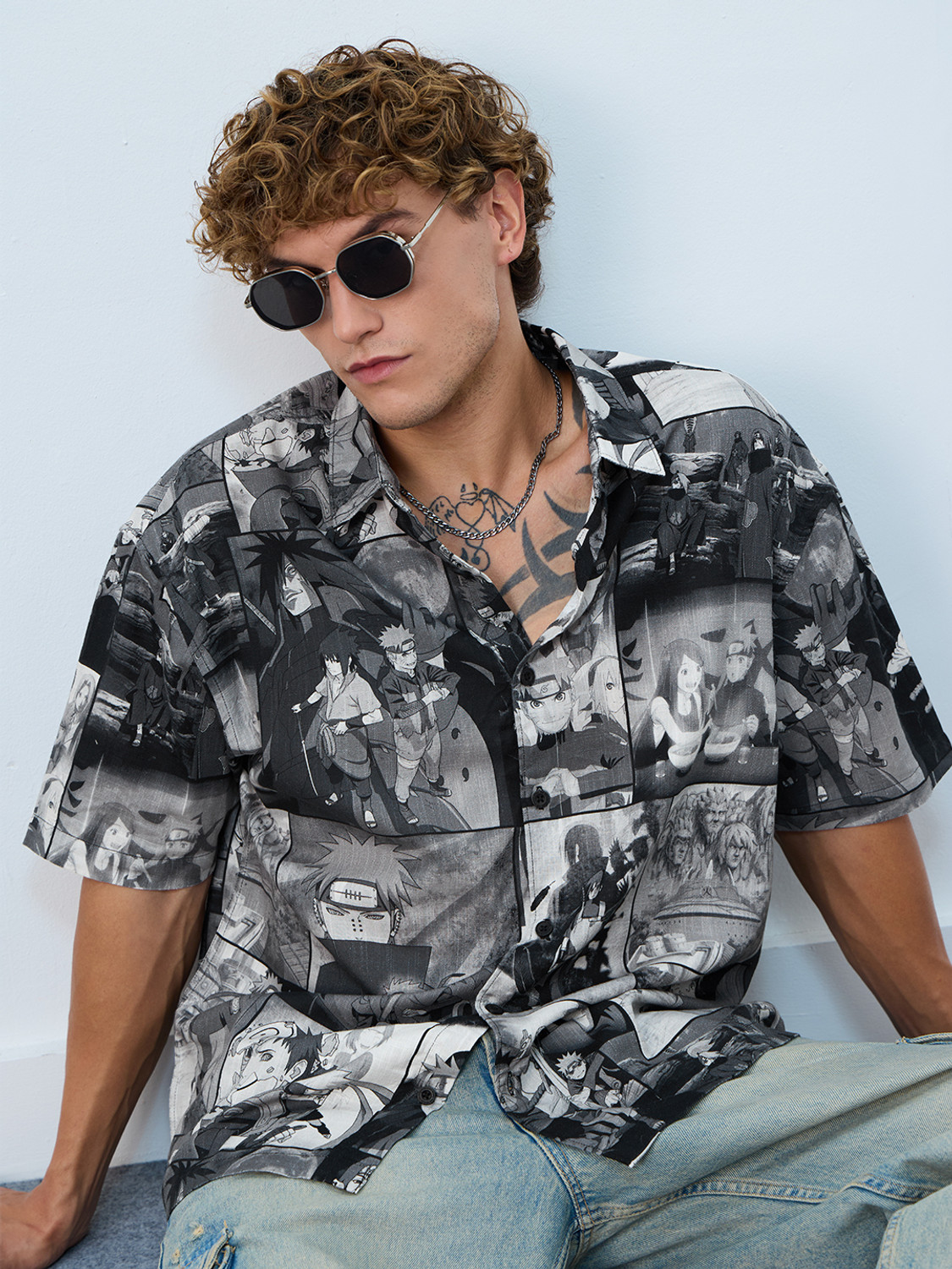 Image of The Souled Store Men Graphic Print Casual Black Shirt