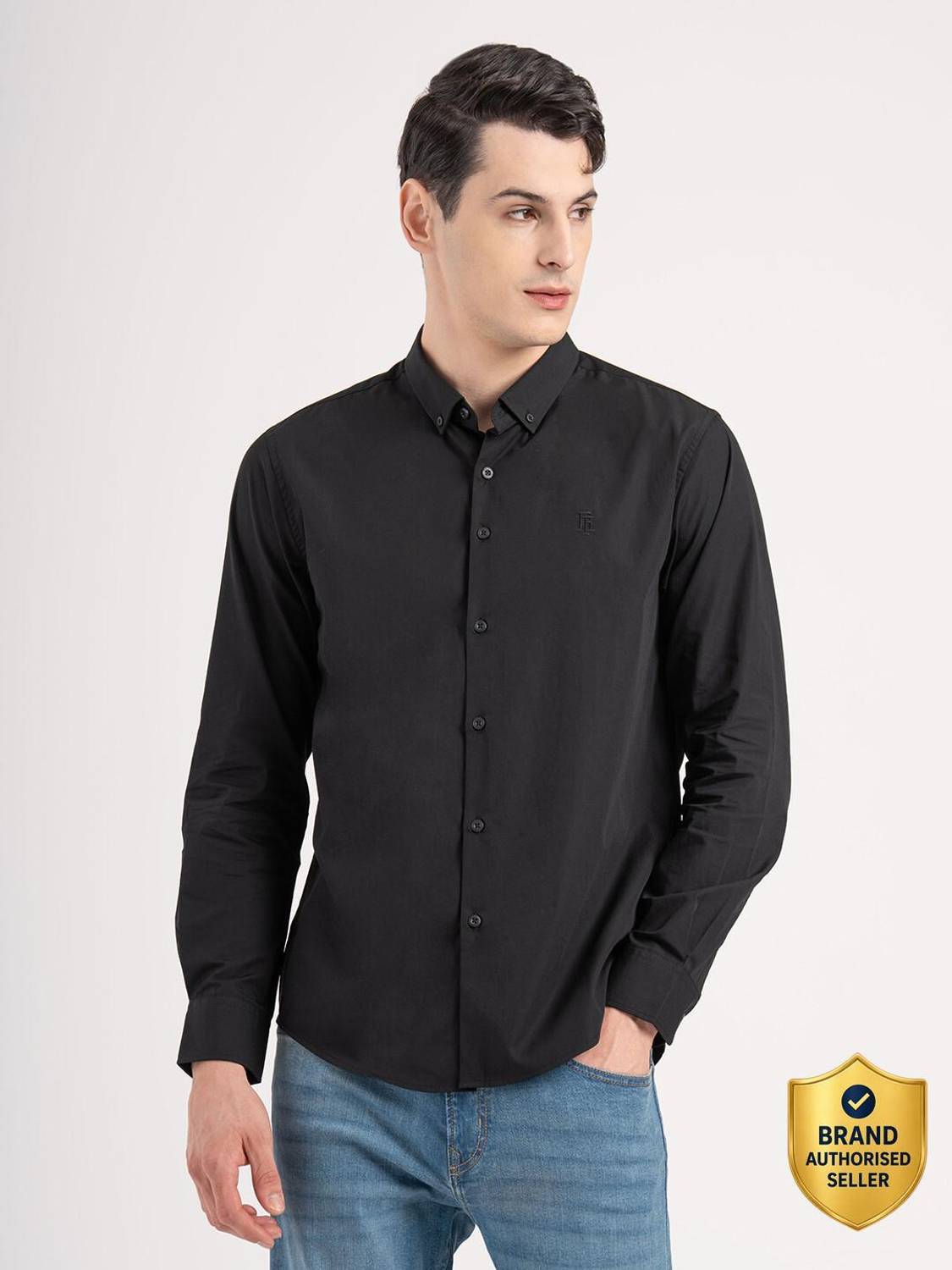 RED TAPE Men Solid Casual Black Shirt - Image 1