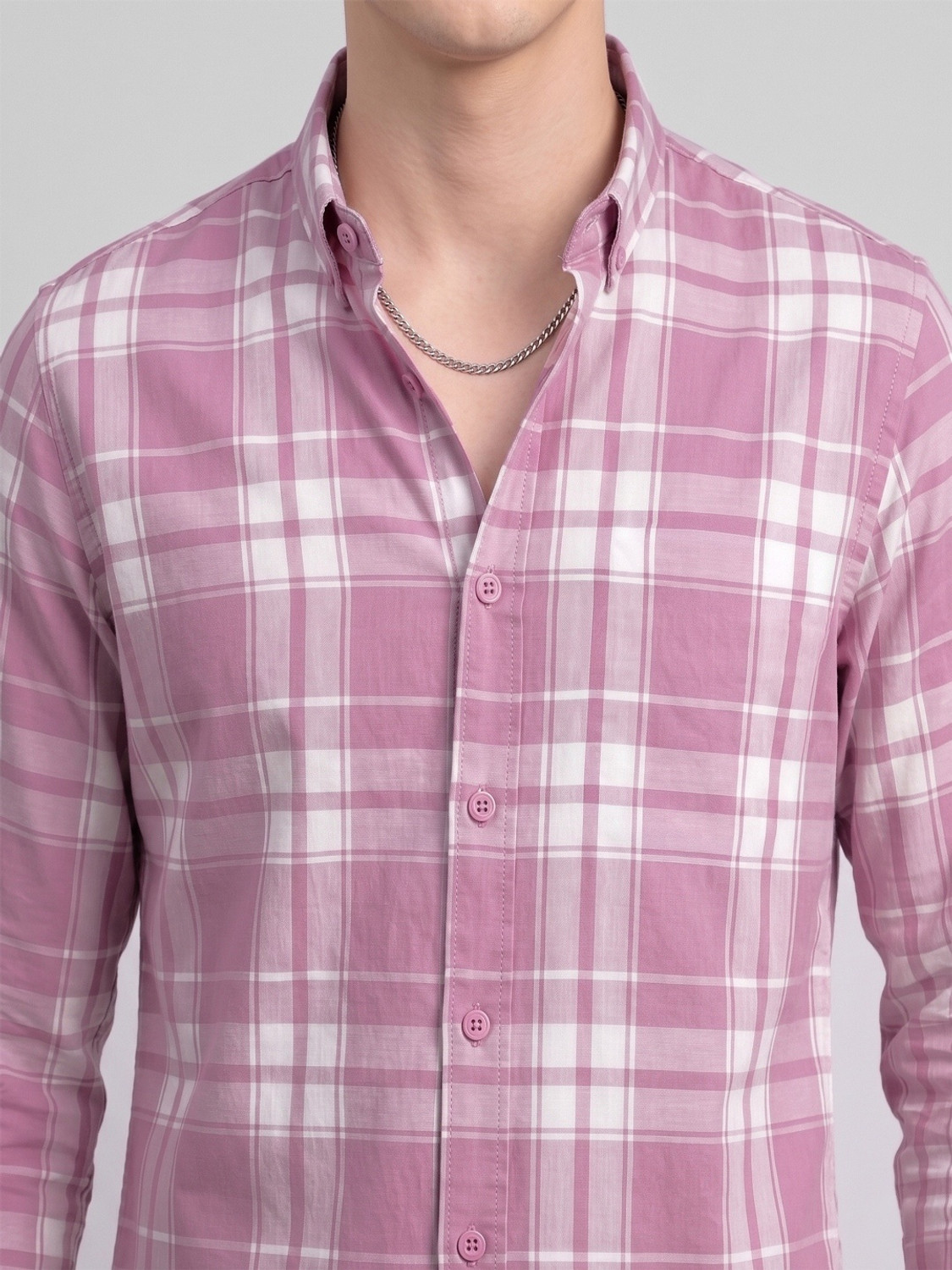 Image of Shimak International Men Checkered Casual Blue, Pink Shirt