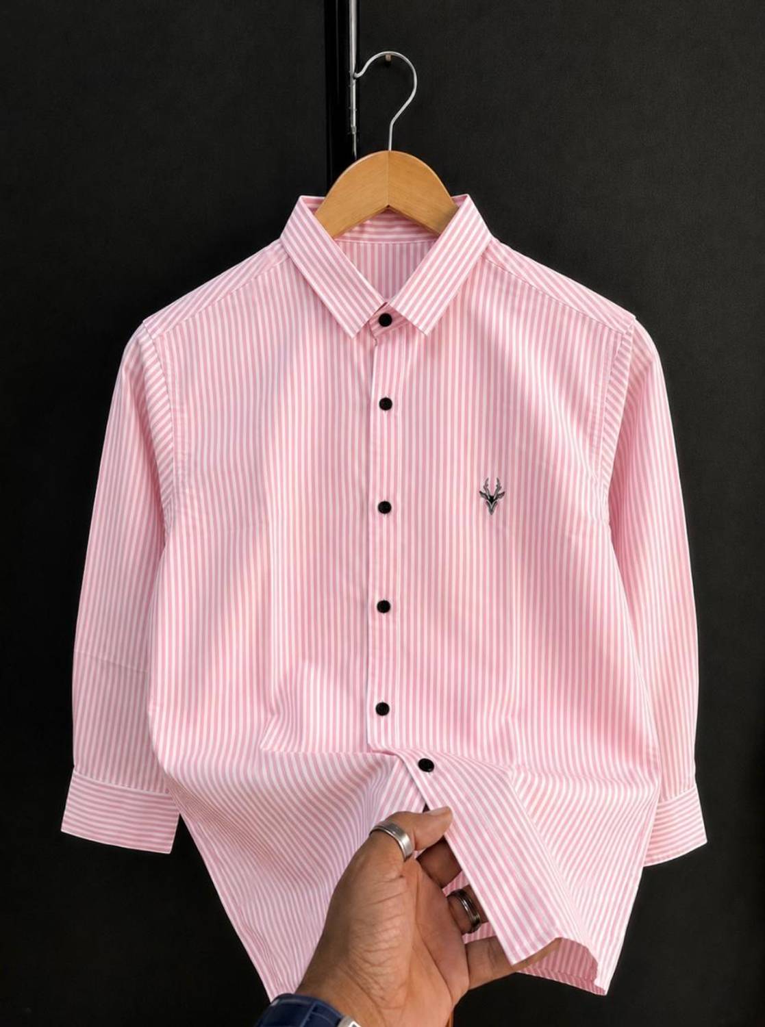 Waridashi Men Pink, White Striped Shirt - Image 1