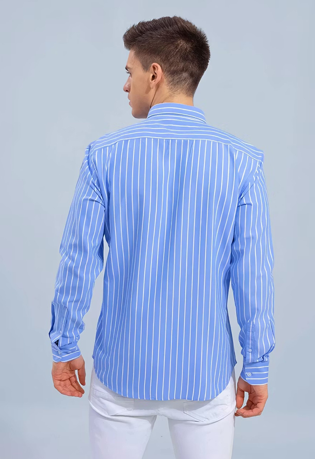 Image of METRONAUT Men Striped Casual Dark Blue Shirt