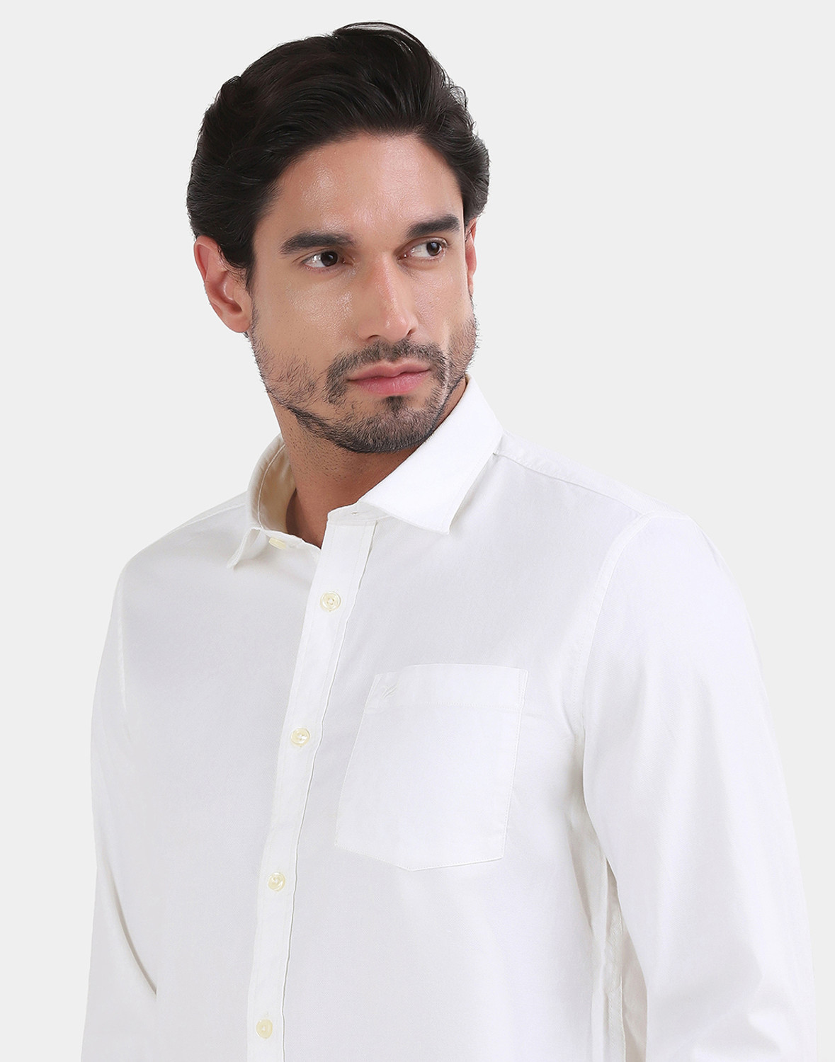 Image of Blackberrys Men Printed Casual White Shirt