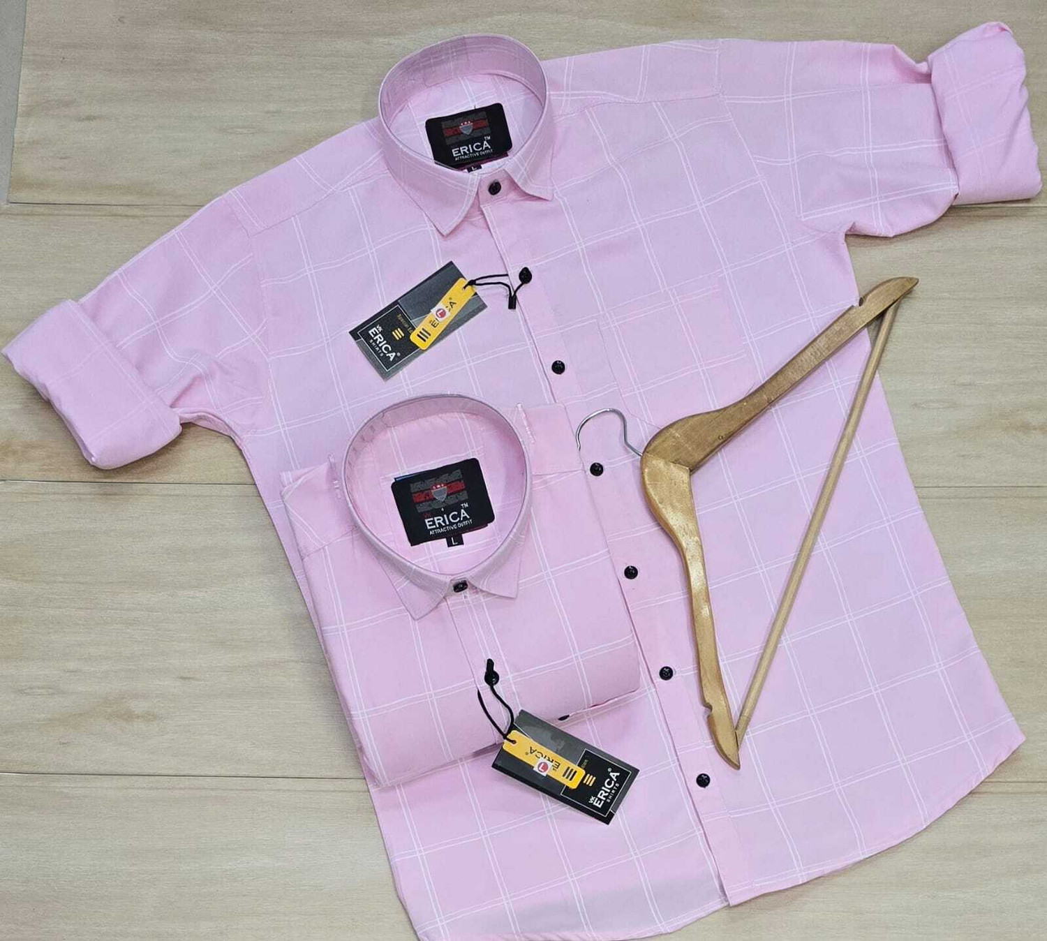 Image of Erica Men Checkered Casual Pink Shirt