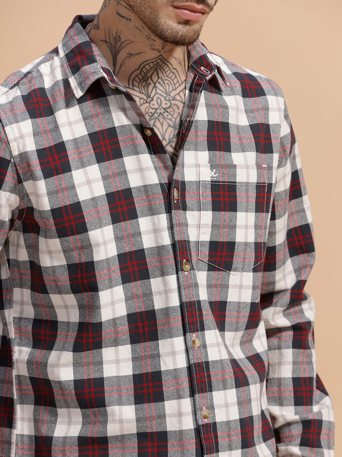 Image of WROGN Men Checkered Casual Multicolor Shirt