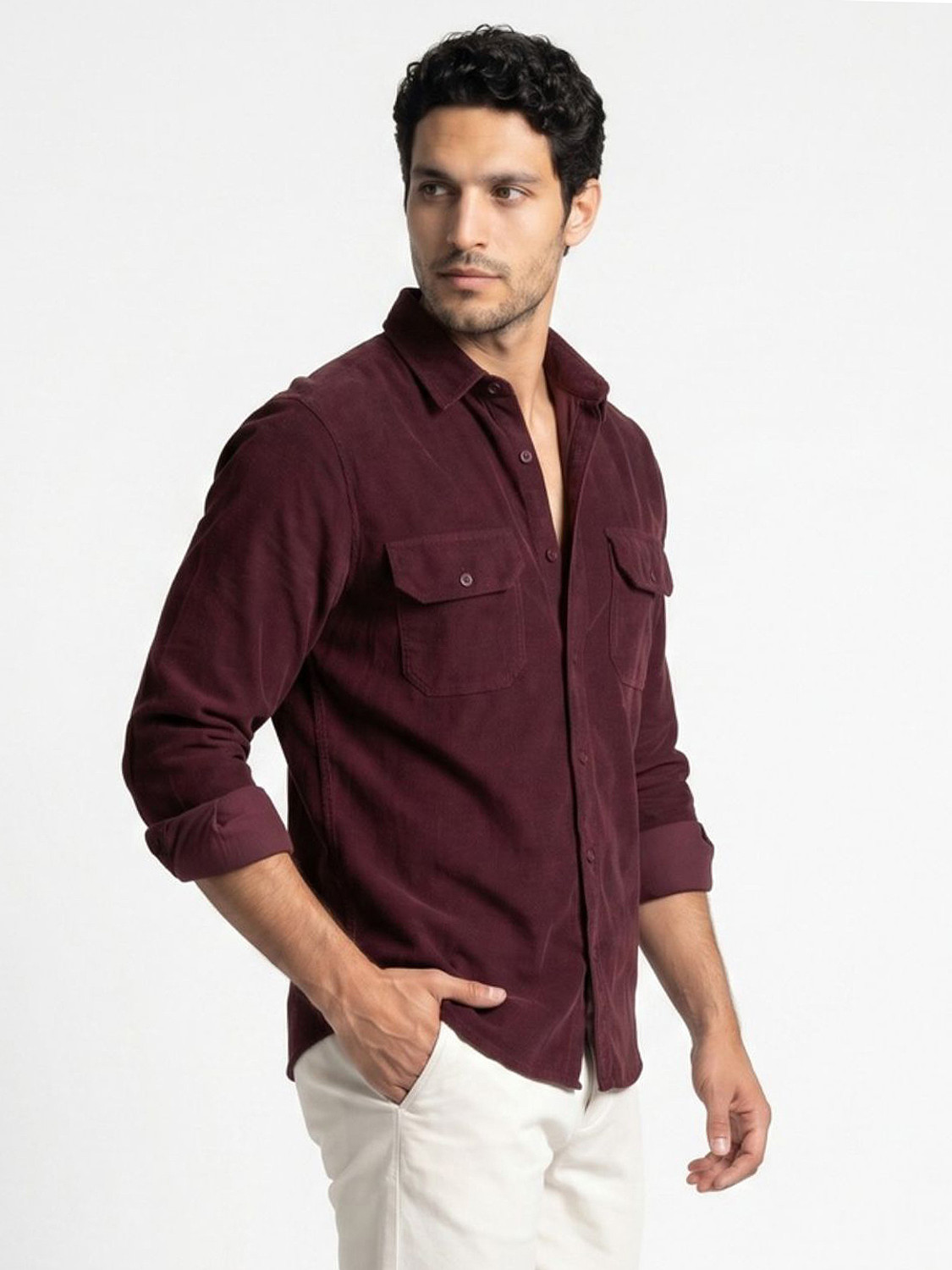 Image of Urbano Fashion Men Self Design Casual Maroon Shirt