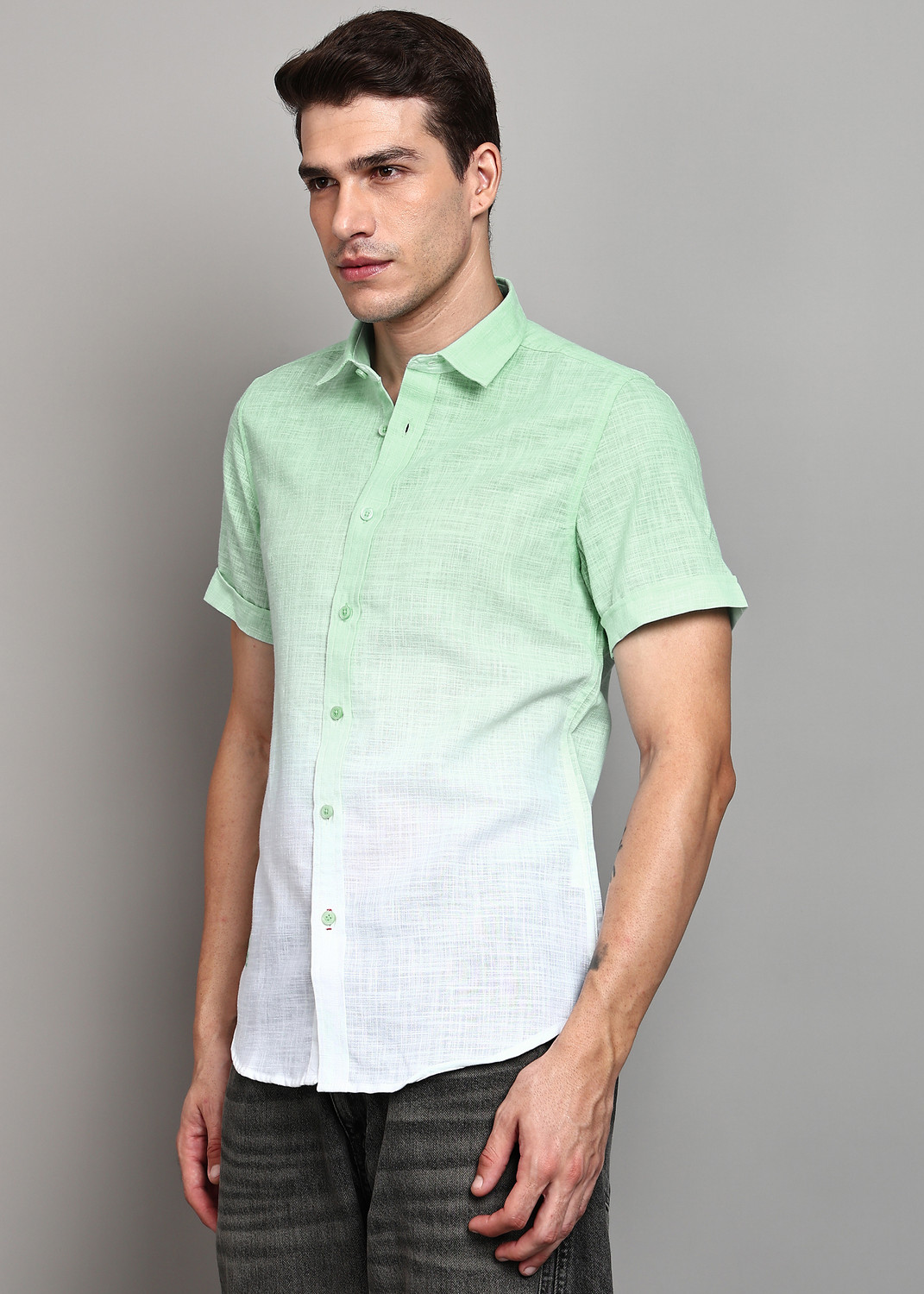 Image of KILLER Men Dyed /Ombre Casual Light Green Shirt