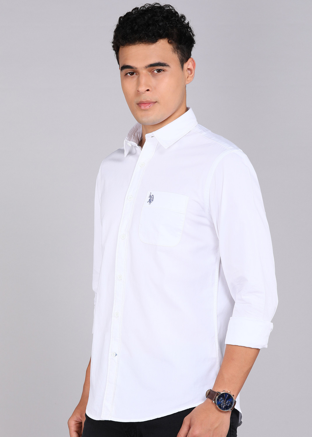 Image of U.S. POLO ASSN. Men Solid Casual White Shirt
