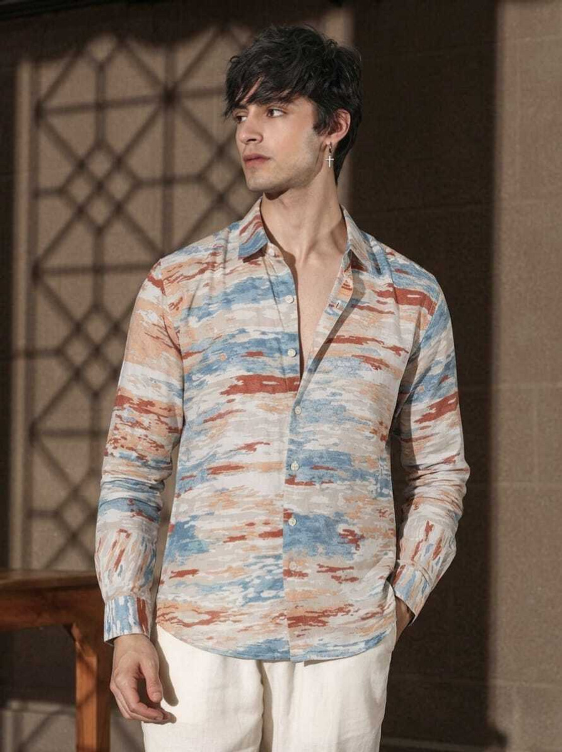 Image of Jamkudi Men Self Design Casual Multicolor Shirt