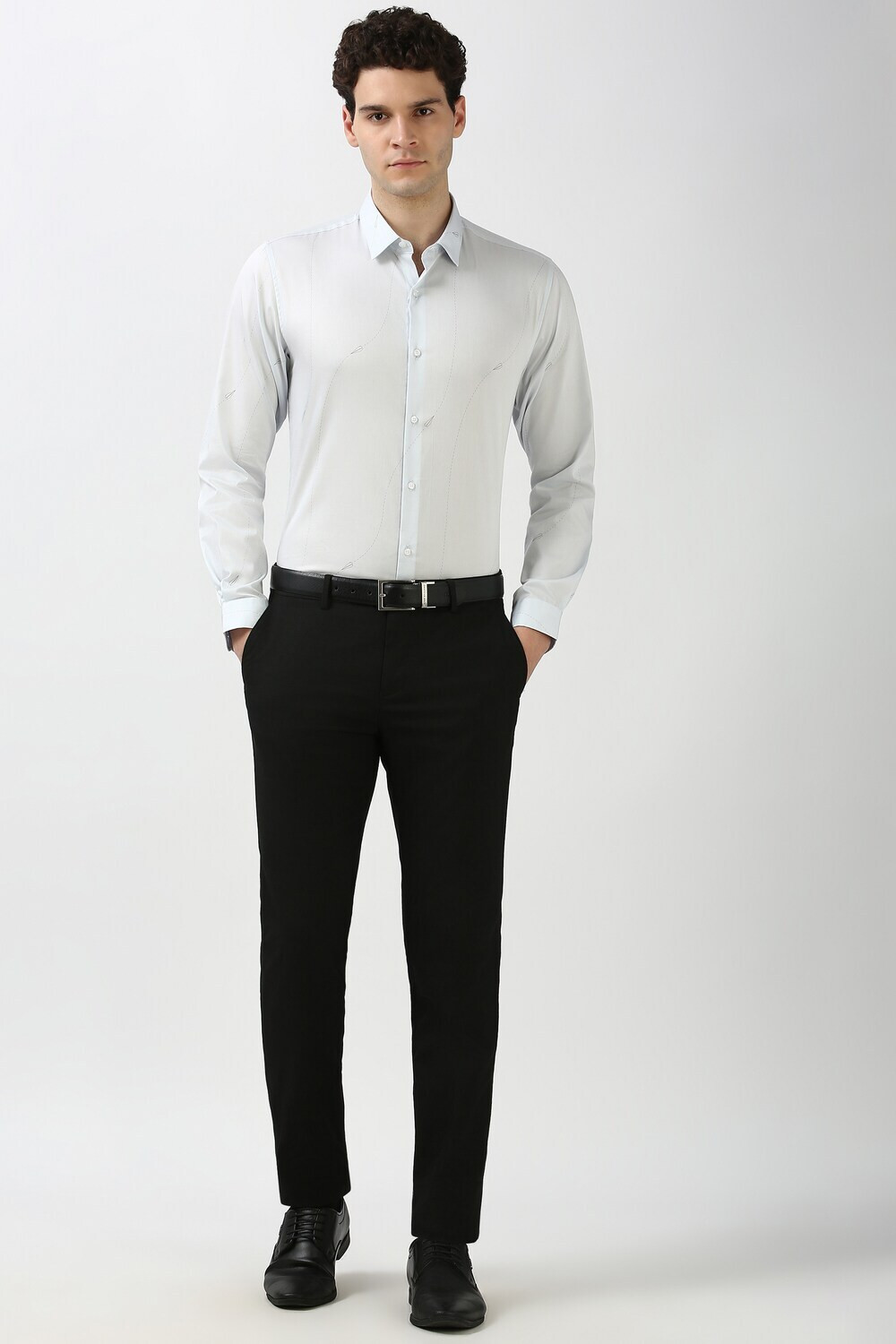 Image of PETER ENGLAND Men Solid Formal Light Blue Shirt
