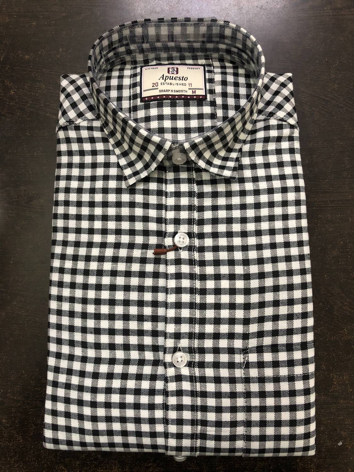 Apuesto Men Checkered Casual White Shirt