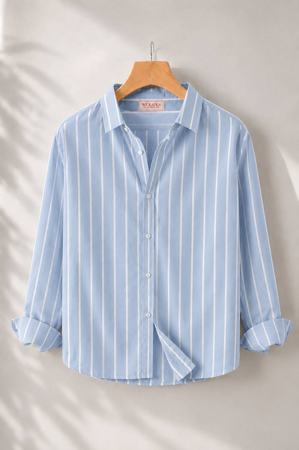 WE KAIKA Men Striped Casual Blue, White Shirt - Image 1