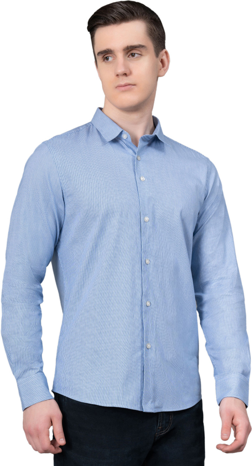 Image of RED TAPE Men Self Design Casual Blue Shirt
