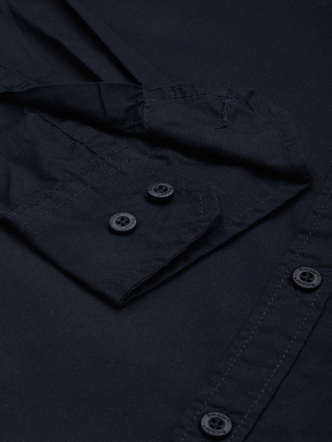 Image of Roadster Men Solid Casual Dark Blue Shirt