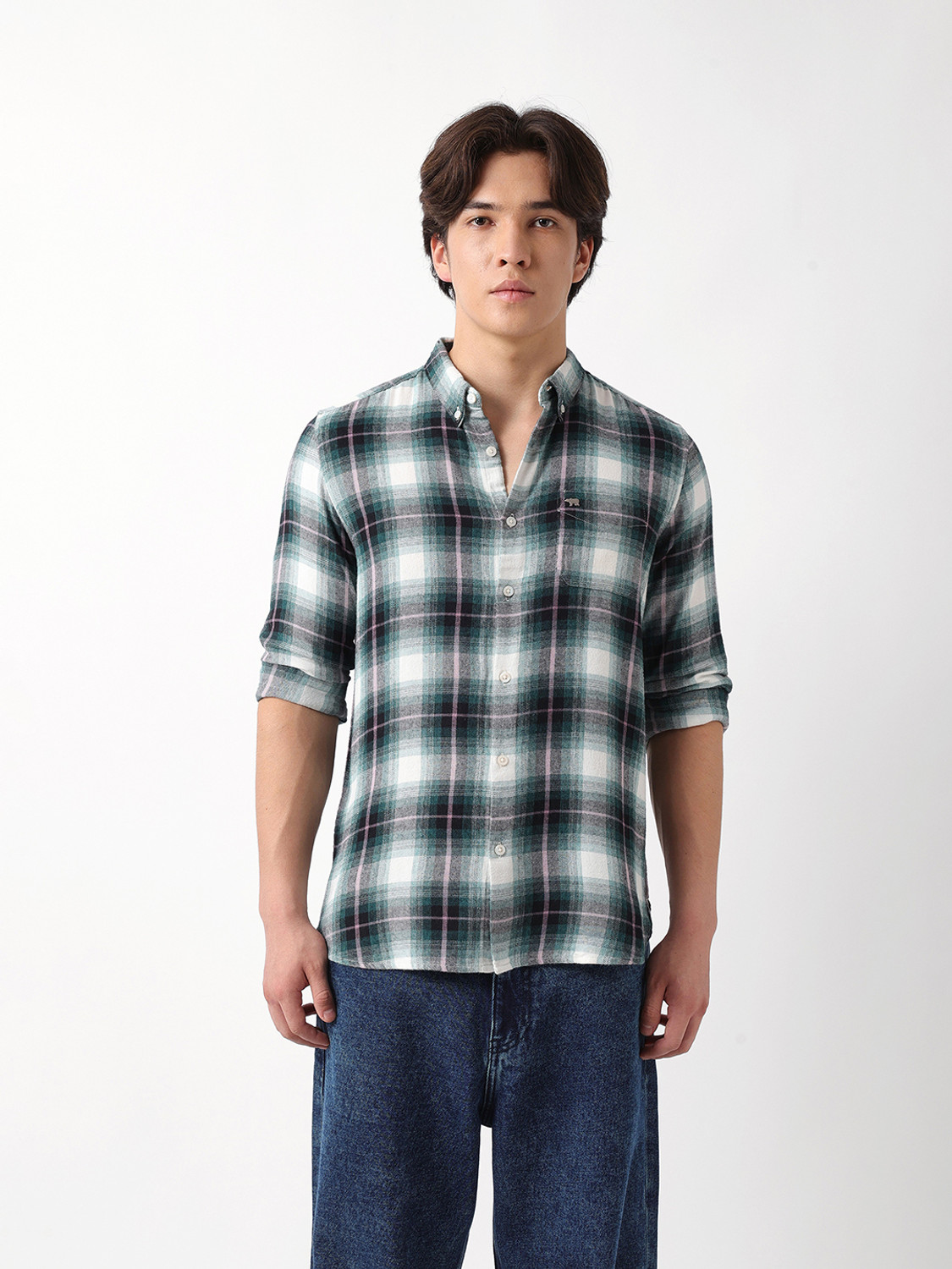 Image of THE BEAR HOUSE Men Checkered Casual Multicolor Shirt