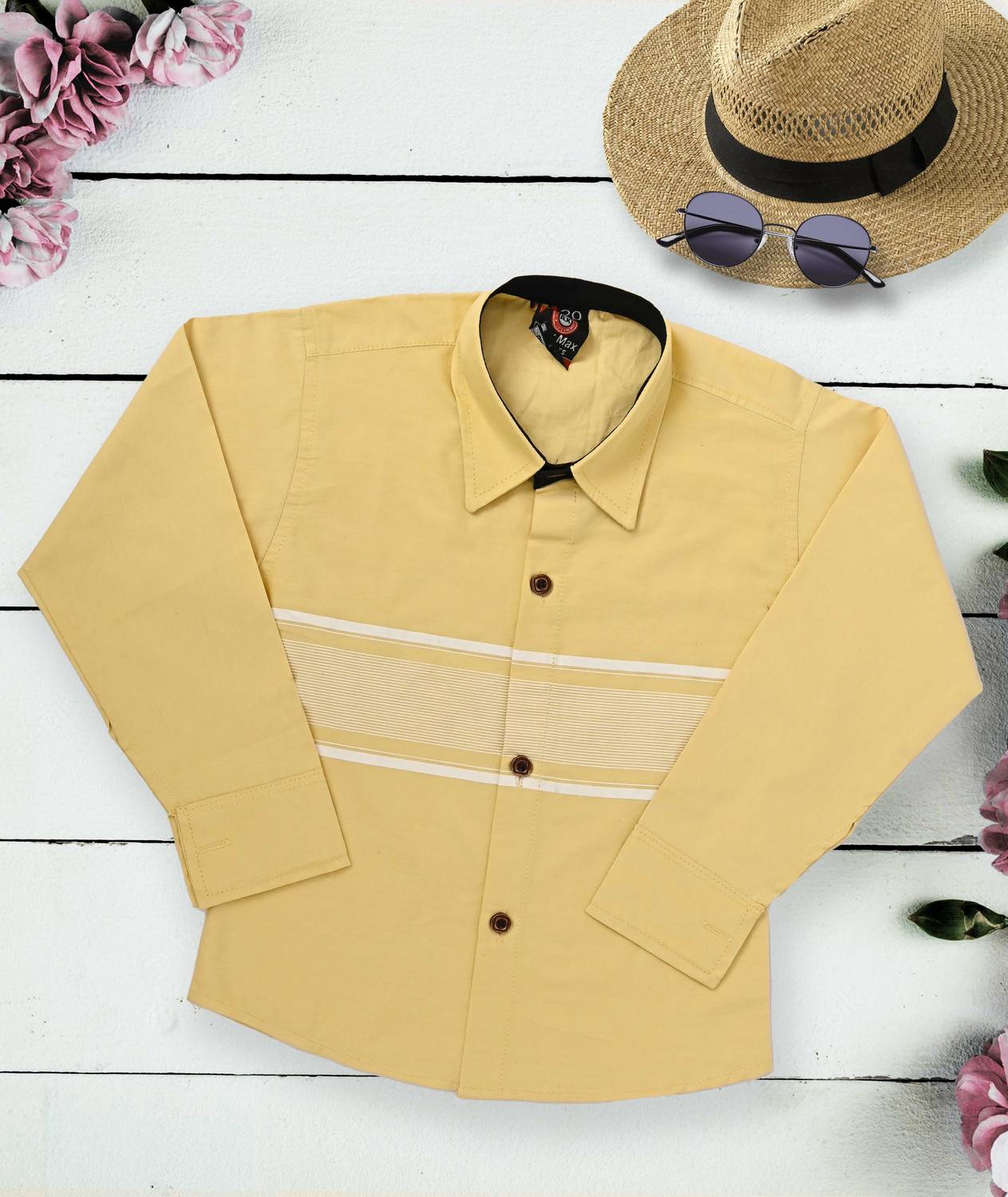 barkatdesigningplanet Boys Striped Casual Yellow Shirt