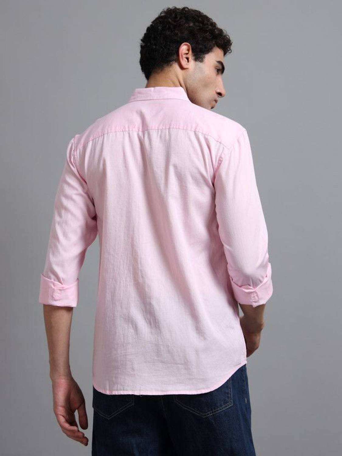 RAFSON Men Solid Casual Pink Shirt - Image 3