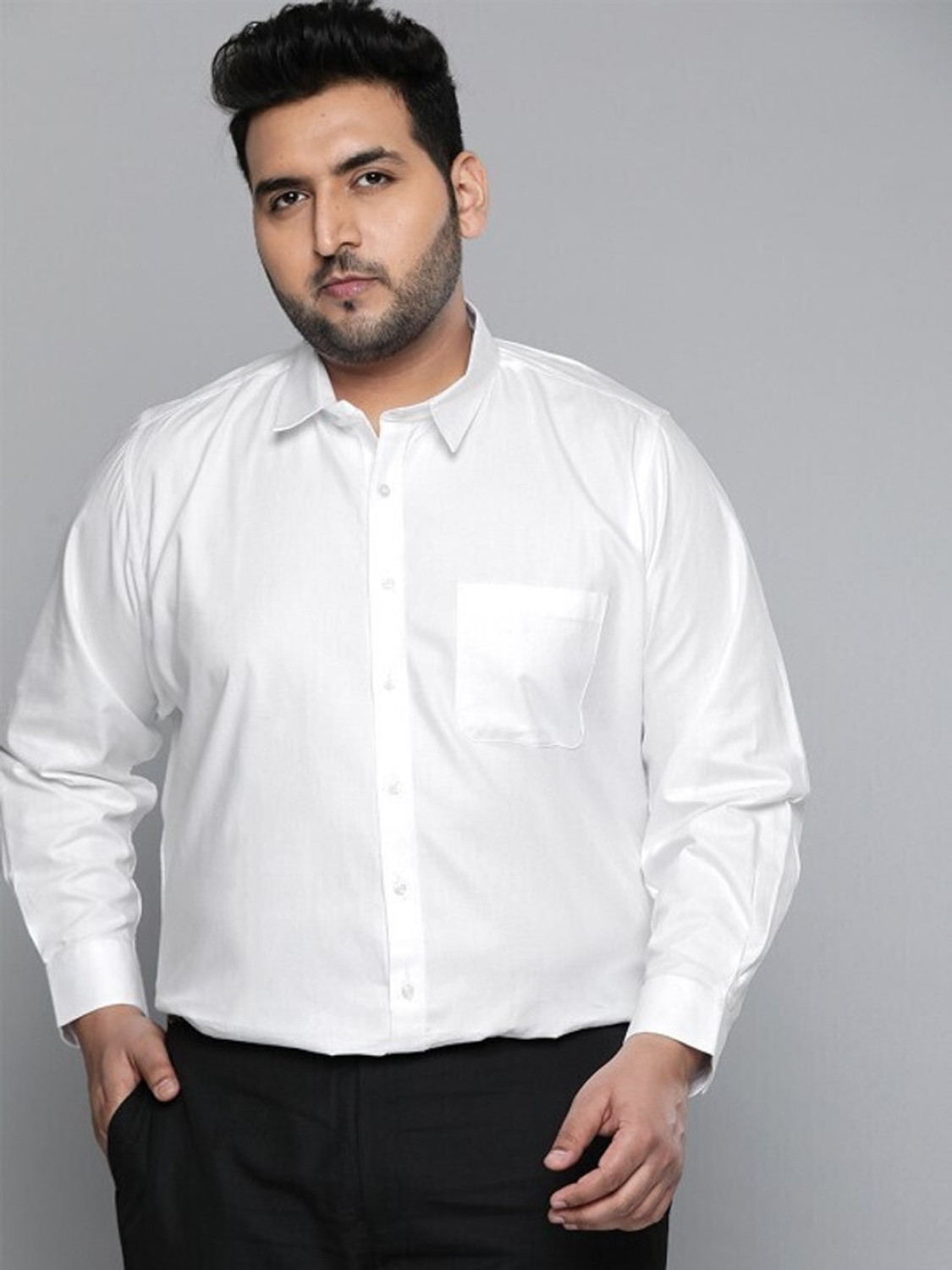 Image of METRONAUT PLUS Men Solid Formal White Shirt