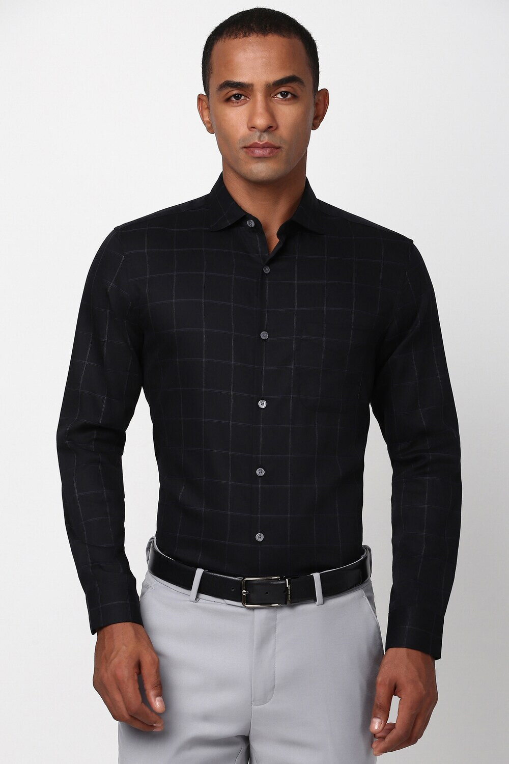 Image of PETER ENGLAND Men Checkered Casual Black Shirt