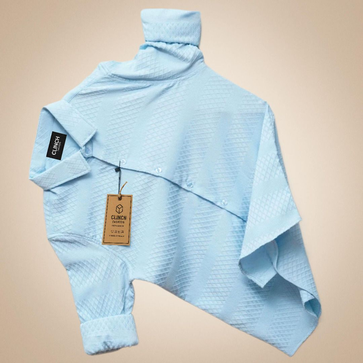 Image of clinch fashion Men Self Design Casual Black, Light Blue Shirt