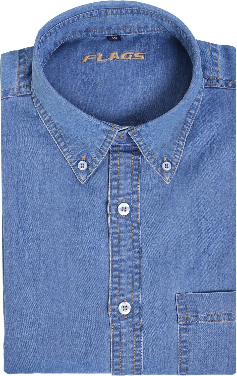Image of FLAGS Men Solid Casual Light Blue Shirt