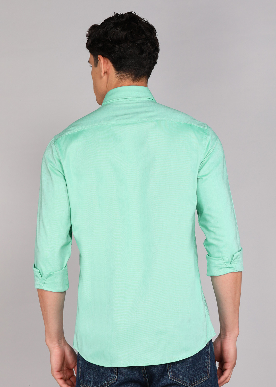 Image of Louis Philippe Sport Men Solid Casual Green Shirt