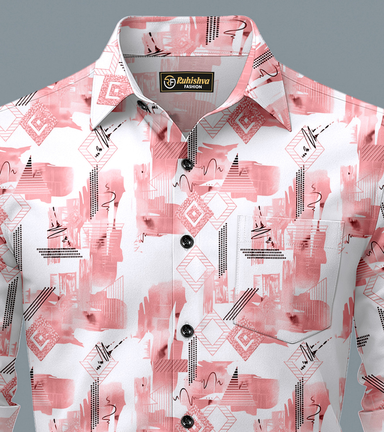Image of RUHISHVA FASHION Men Printed Casual Pink, Green Shirt