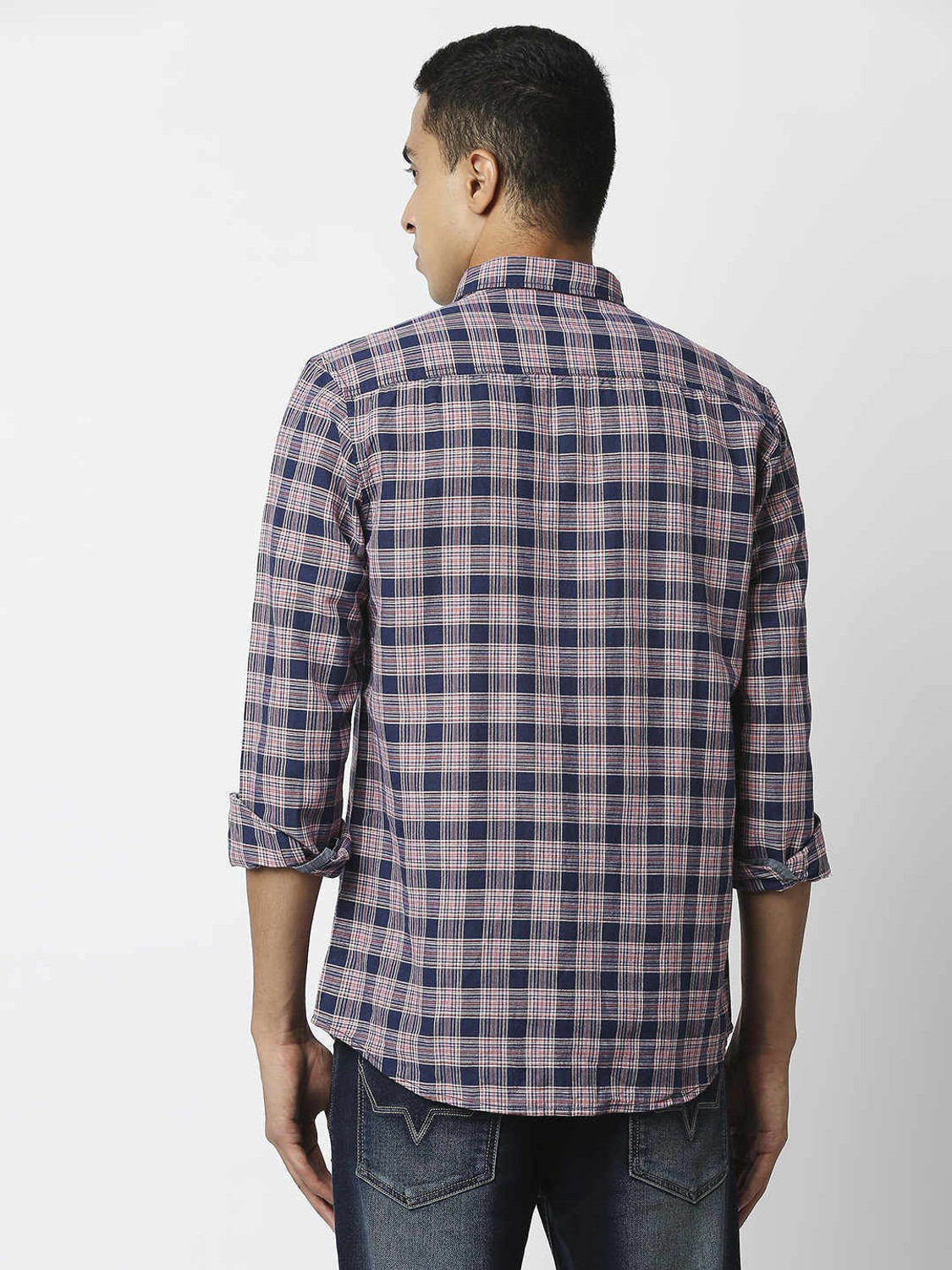 Image of Pepe Jeans Men Checkered Casual Blue Shirt