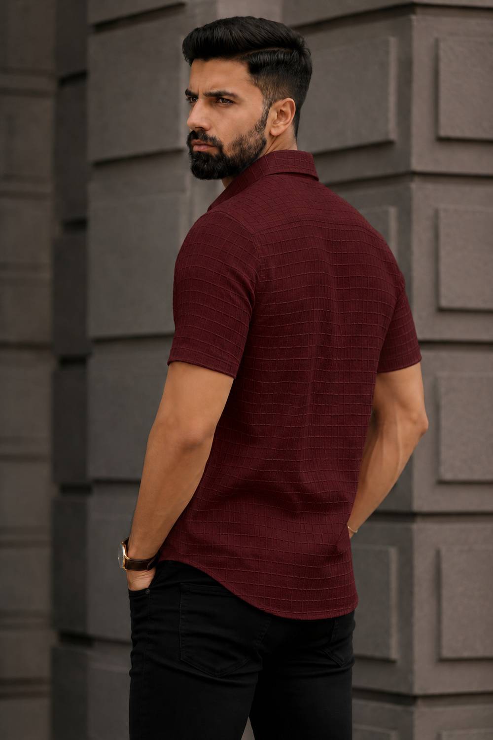 COMBRAIDED Men White, Maroon Shirt - Image 5