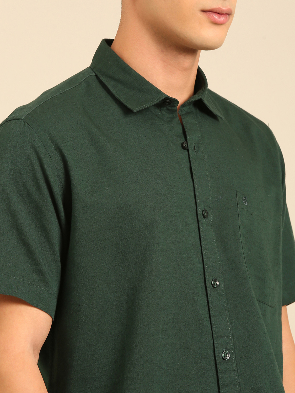 Image of CAVALLO BY LINEN CLUB Men Solid Casual Green Shirt