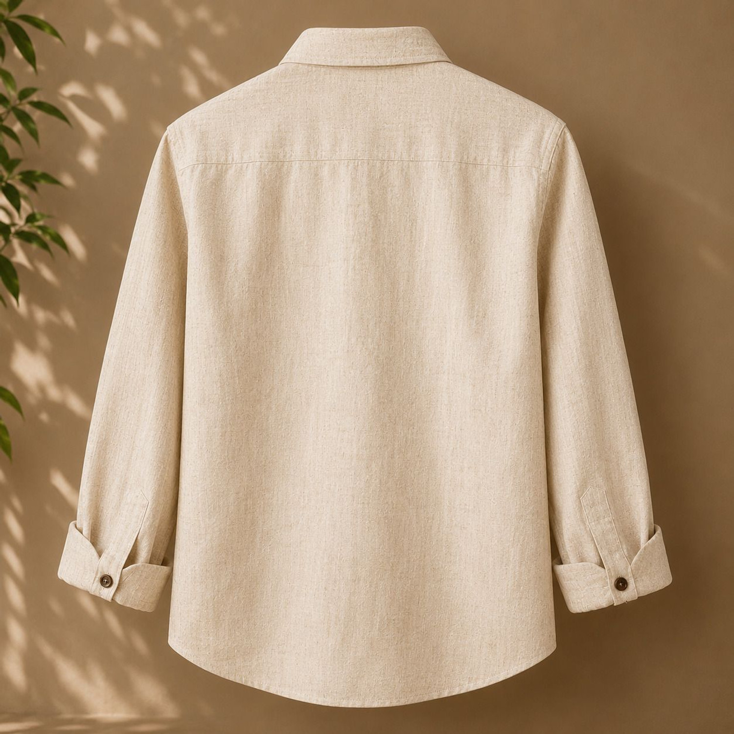 Image of LOOMIORE Men Embroidered Casual Beige Shirt