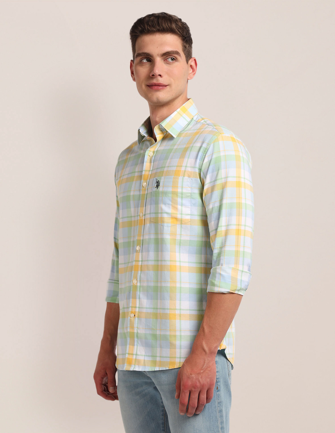 Image of U.S. POLO ASSN. Men Checkered Casual Multicolor Shirt