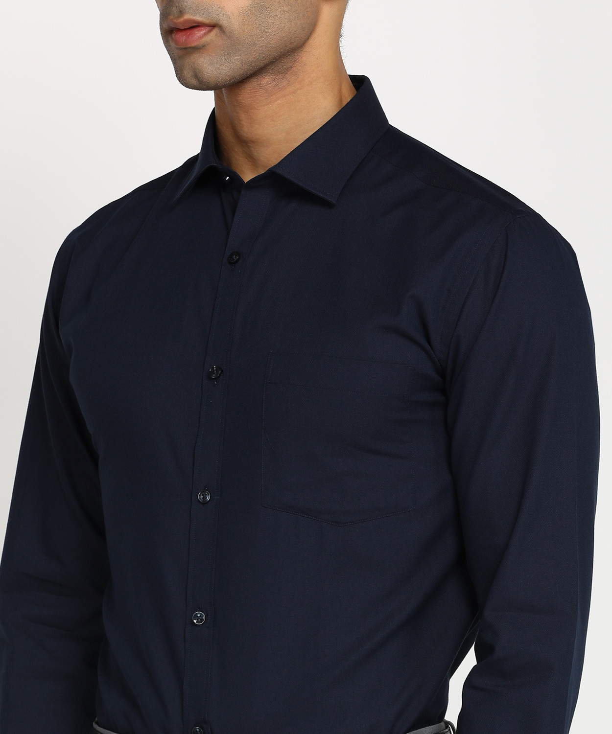 Image of PARK AVENUE Men Solid Formal Dark Blue Shirt