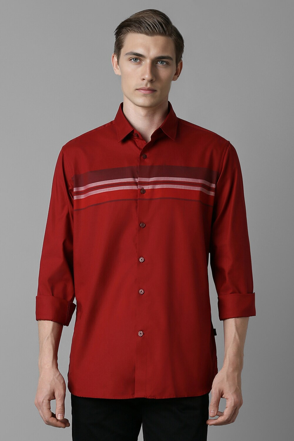 Image of Louis Philippe Sport Men Slim Fit Striped Casual Shirt