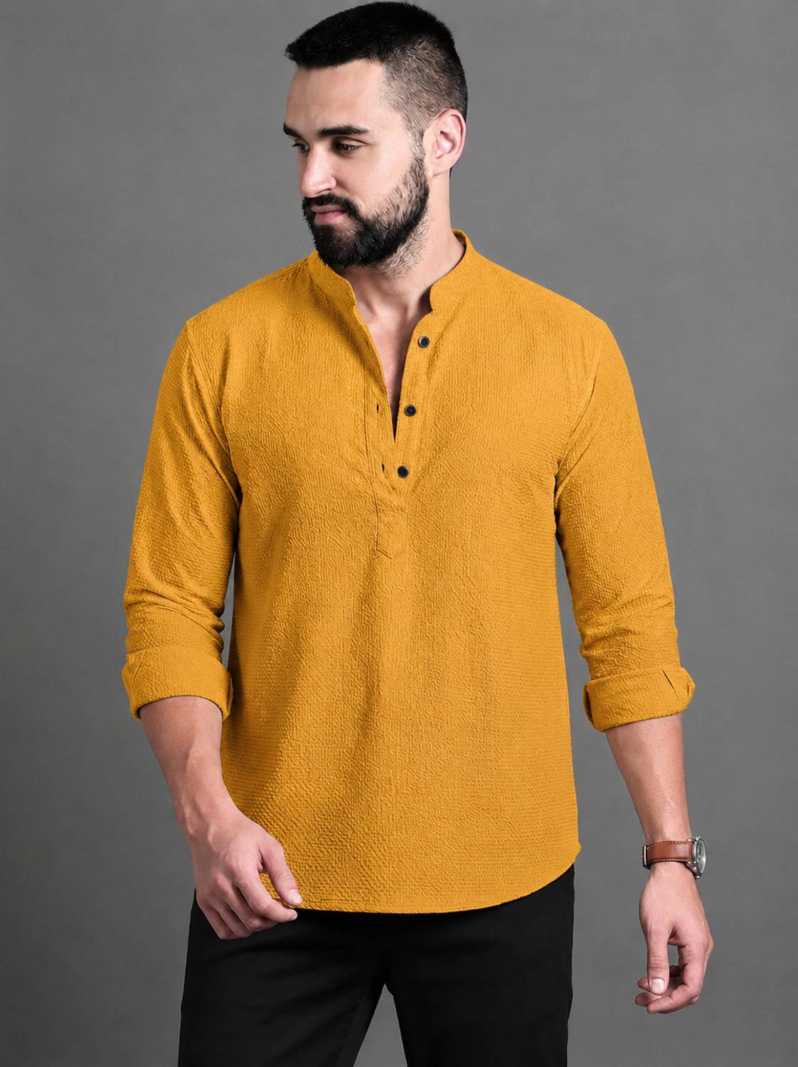 COMBRAIDED Men Yellow Casual Shirt - Image 2