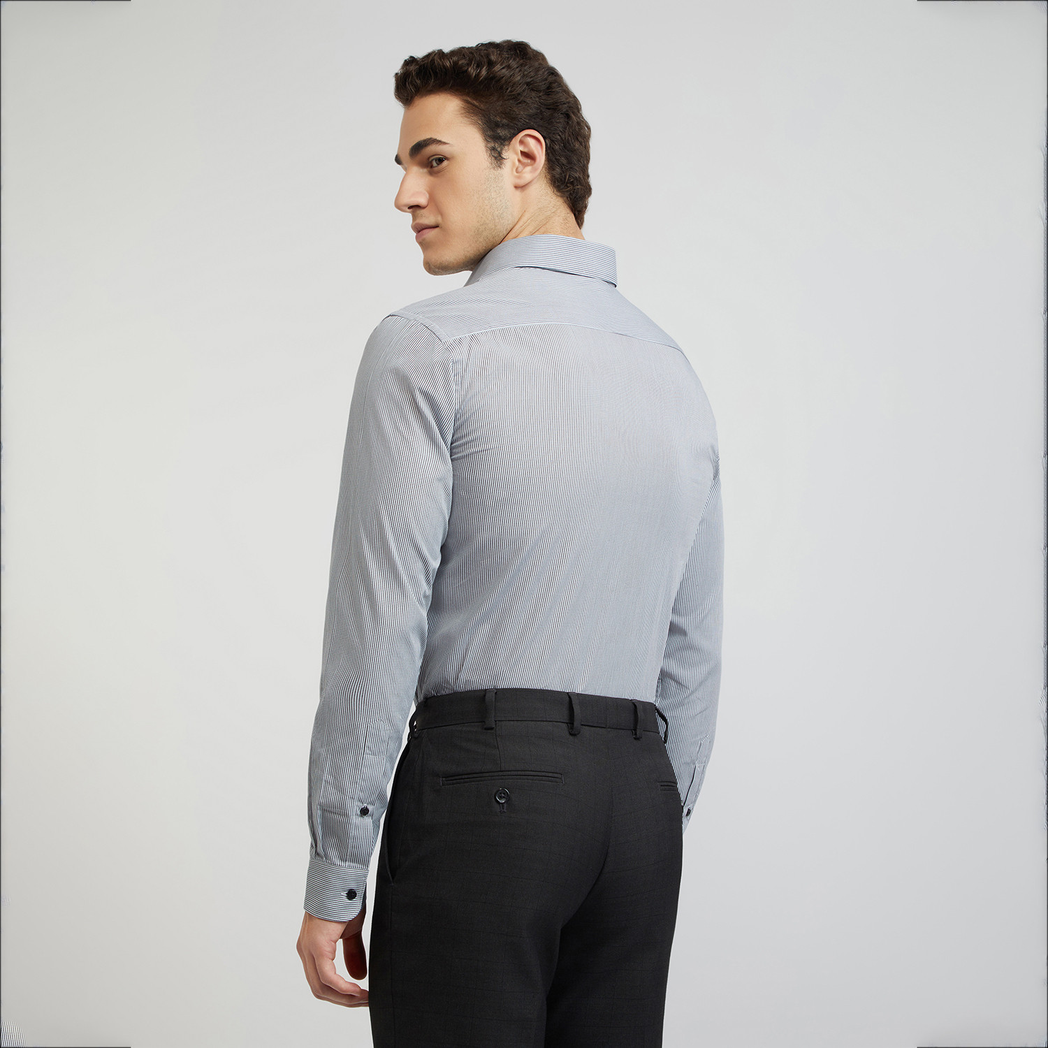 Image of Raymond Men Checkered Formal Black Shirt